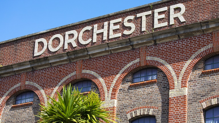 Dorchester written on the old Dorchester Brewery building in Brewery Square